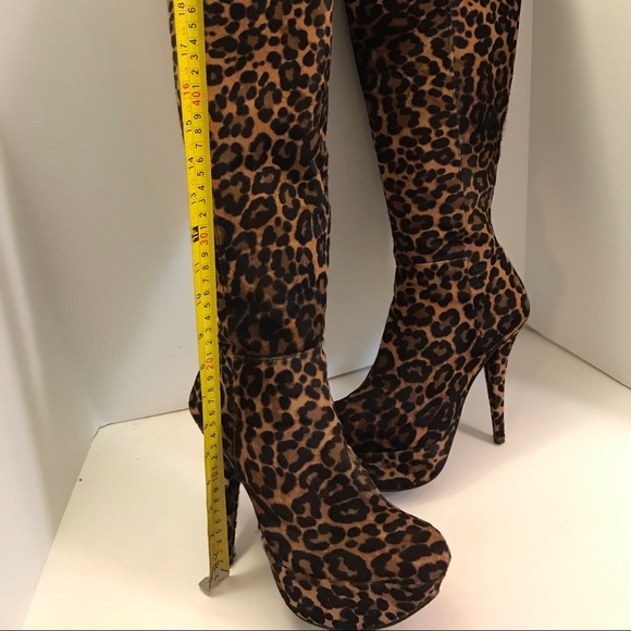 Stuart Weitzman 5” Stiletto Platform Boots Leopard - Picture 7 of 16